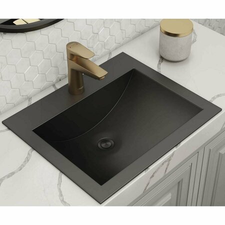 RUVATI 21 x 17 inch Gunmetal Black Drop-in Topmount Bathroom Sink Stainless Steel RVH5110BL